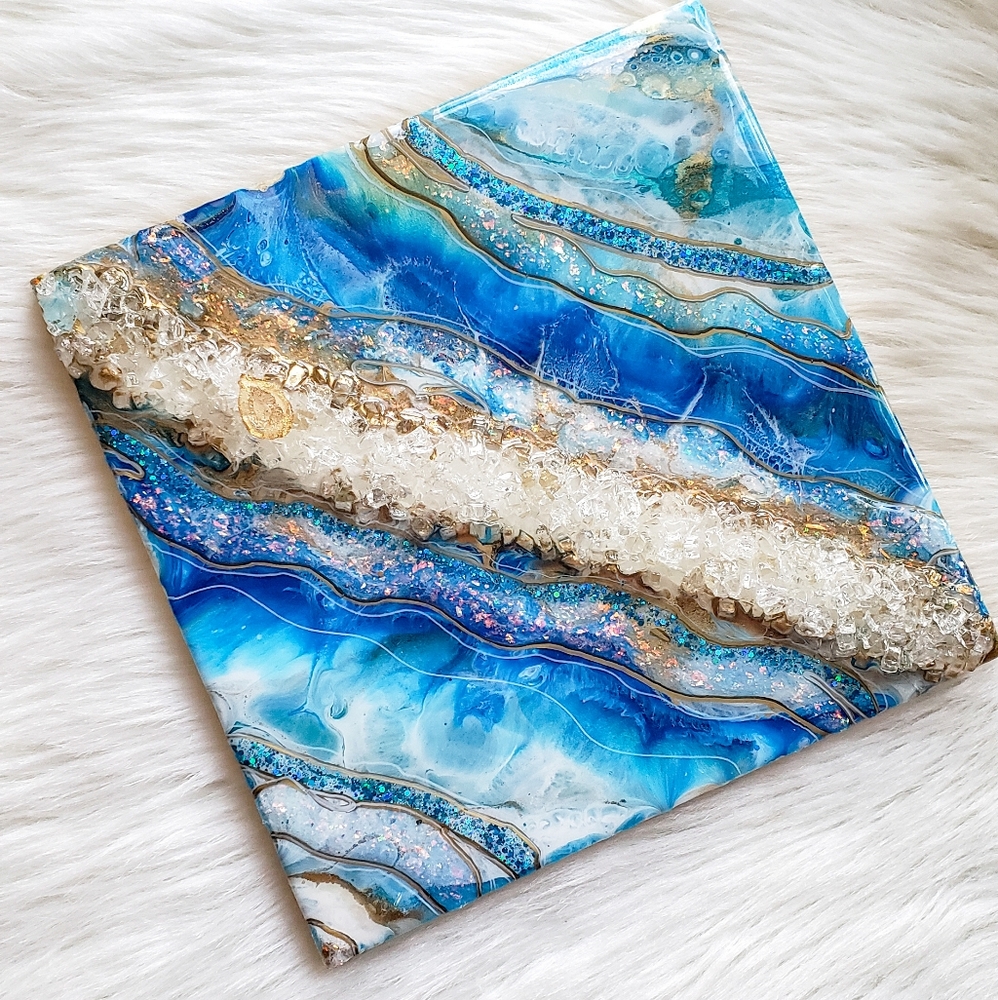 12x12 Resin Geode Art, Handmade